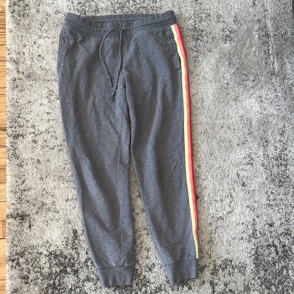 Marc New York Performance Gray Track Pants with Red Pink Yellow Stripes
